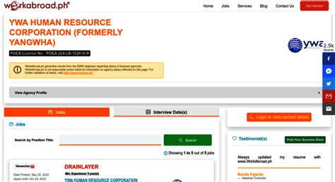 ywa agency job hiring abroad